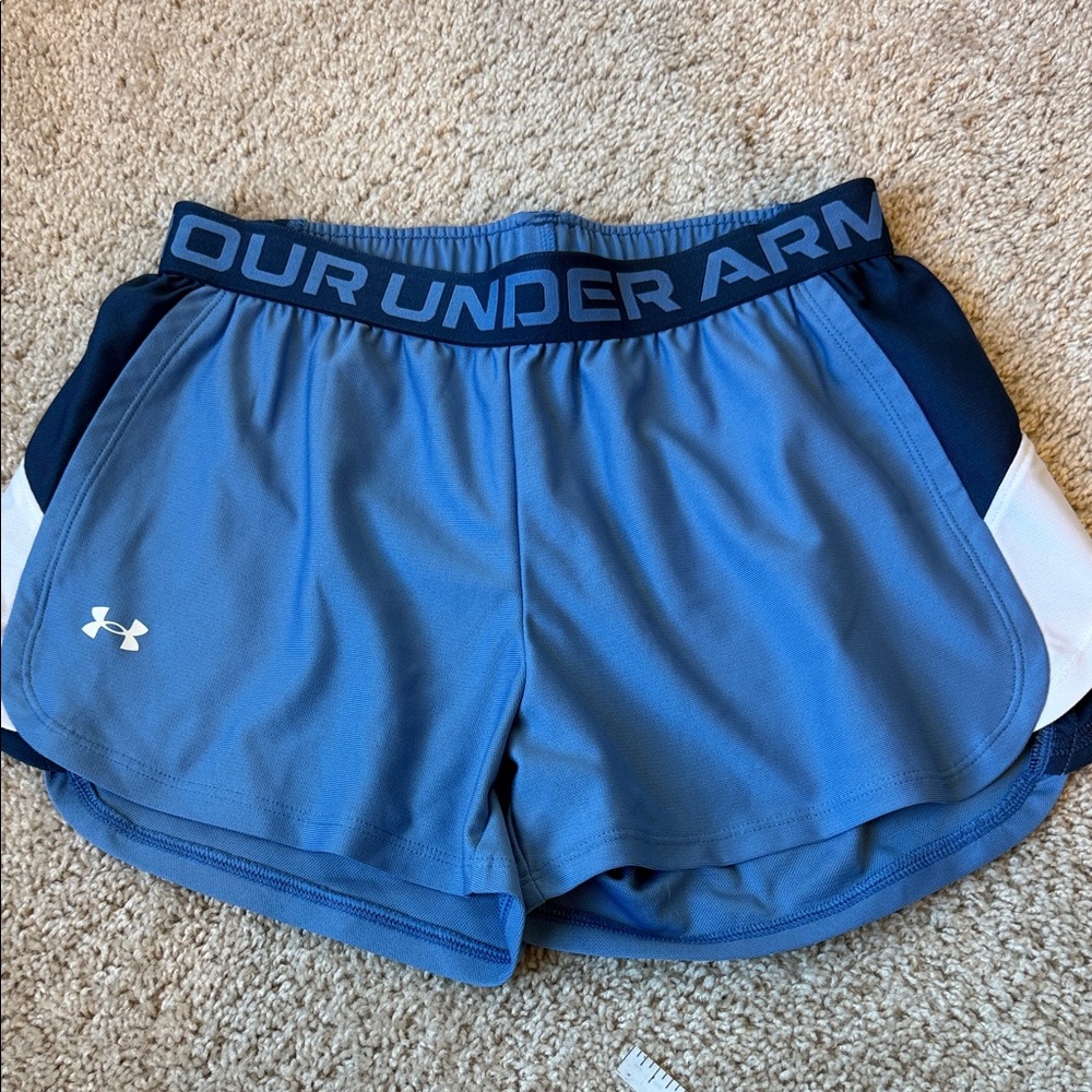 Under Armour Women's Light Blue and Navy Athletic Shorts
